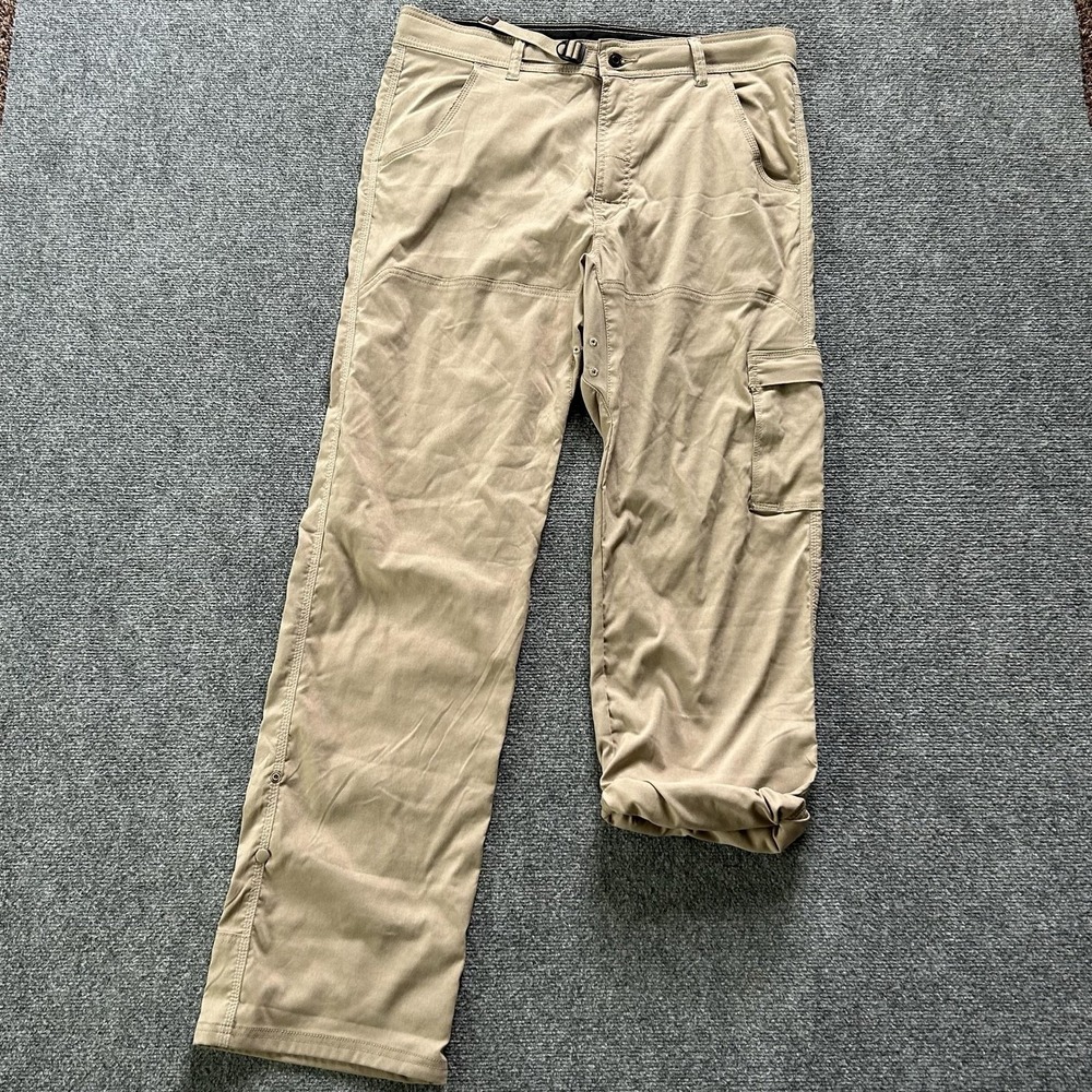 PrAna Pants Mens Large Zion Beige‎ Hiking Adjustable Stretch Nylon Outdoor